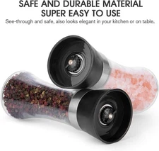 Set Of 2 Salt And Pepper Shaker Premium Grinder 2-refillable Coarseness