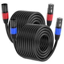 XLR Cable 50Ft 2 Packs - Premium Balanced Microphone Cable with 3-Pin XLR Male t
