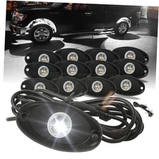  Rock Lights – Quick Connect, 3 High Power Chips, 4M Extension 12 Pods White