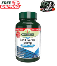 Natures Aid Lebertran 550mg 120 Softgel Kapseln (liefert 120mg Omega-3)