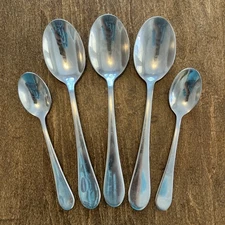 ONEIDA Stainless ICARUS Set Of 5 Soup Spoon Tablespoon TEASPOONS Glossy READ