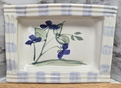 Pretty Pottery Dish Art Pottery Signed Rectangle Hand Made Hand Painted Entry...