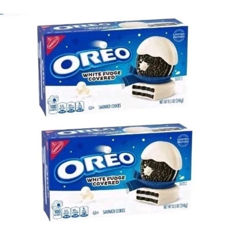2 Pk Oreo White Fudge Covered Chocolate Sandwich Cookies 8.5 oz, Limited Edition