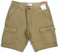 Men's Wrangler Cargo Shorts Stretch KHAKI Relaxed Fit Tech Pocket SIZES 32 - 46