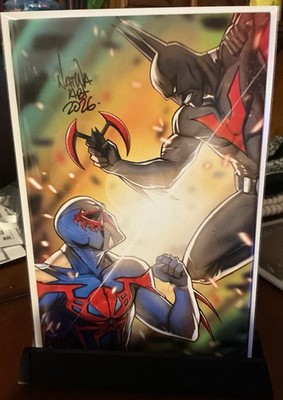 COA Signed Natwa ~ Fractured Realms CS Ltd 45/50 Batman Beyond Vs SpiderMan 2099