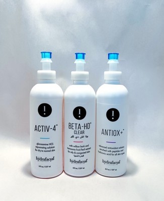 Beta-HD Clear, Activ-4, and Antiox+ Hydrafacial Solutions