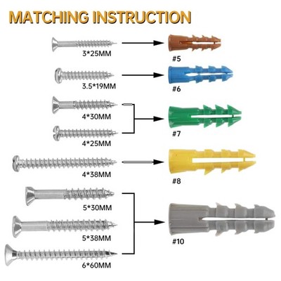 Multicolored Screws and Anchors