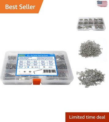 Ultimate 1500 Pcs M2 Stainless Steel Screw Assortment - Includes Nuts & Washers