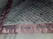 Just Born Explore Dream Discover Star Moon Blanket Soft Plush Satin Trim Pink