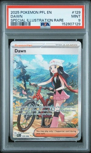 2025 POKEMON PFL EN PHANTASMAL FLAMES SPECIAL ILLUSTRATION RARE #129 DAWN PSA 9