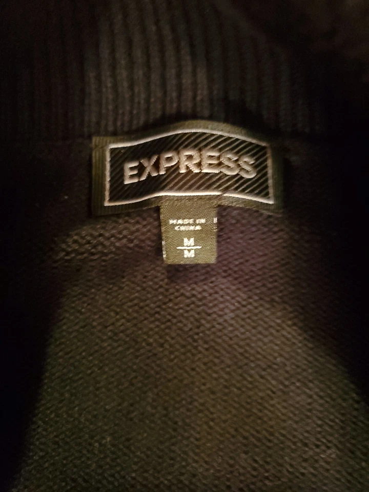 Cárdigan Suéter Express Adulto Medio Gris Negro 100% Algodón Para Hombre Foto 3 de 3