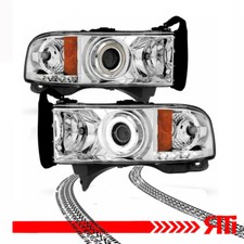 Chrome Projector Headlights Corner Halo 94-01 Dodge Ram Truck 1500 2500 3500