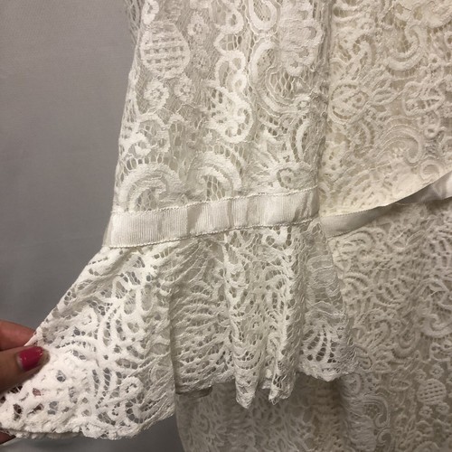 Short Illusion Lace Dress with 3/4 Bell Sleeves Ivory DB Studio SDWG0618 Size 22 - Picture 6 of 12