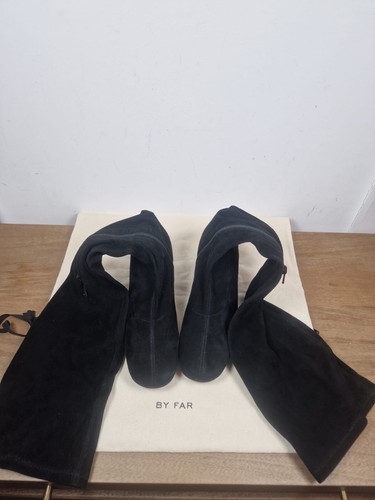 Stivali BY FAR Carlos scamosciati sopra il ginocchio tacco nero 35 UK 2 RRP £ 565 - Foto 5 di 8