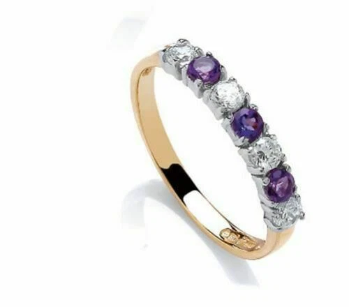 Bagues avec pierre précieuse améthyste en or jaune