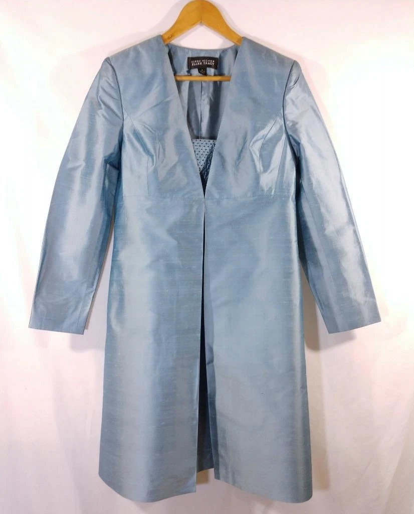 Women s LINDA ALLARD Ellen Tracy DRESS COAT SET Size 8 Ice Blue