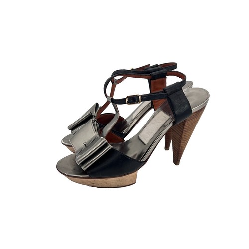 LANVIN Size 8 Black Leather Thong Sandals | eBay