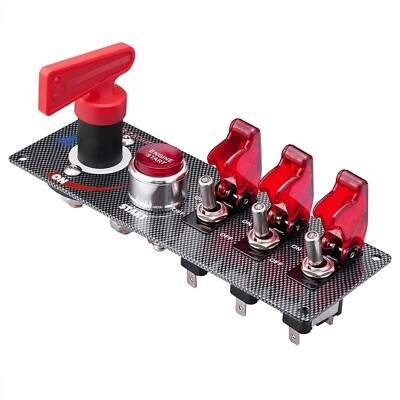 5-in-1 Racing Car Ignition Switch with Carbon Fiber Panel & LED - 12V