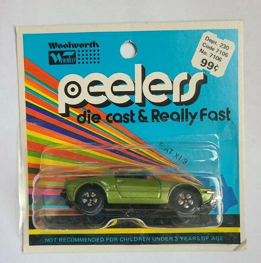 Woolworth Woolco Playart Peelers MOC Fiat X1/9 Green Hong Kong Vintage