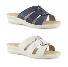 TIGLIO ciabatte donna estive plantare vera pelle soft zeppa anatomica brillanti