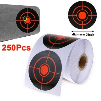 250Pcs Splatter Target Stickers Roll 3" Adhesive Reactive Targets Paper Shooting