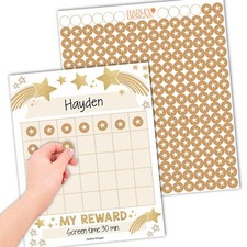 25 Gold Stars Sticker Chart for Kids Behavior Chart for Kids at Home - Sticke...