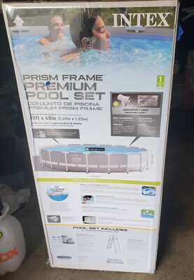 Intex Prism Frame 18ft x 48in Pool Set with vacuum, skimmer & more! See pictures