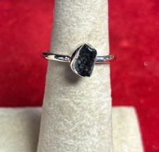 sterling silver stackable ring Size 7 Black Tourmaline Raw