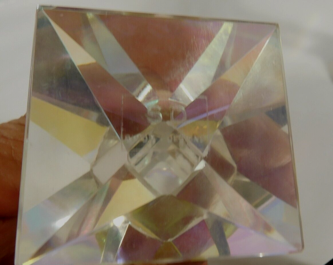 Oleg Cassini Simon Designs 5" Candlesticks Crystal Iridescent Prism