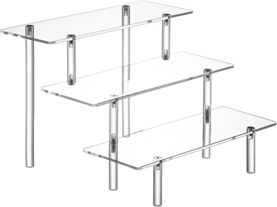 HENABLE Acrylic Display Risers, Acrylic Perfume Stand Organizer, Clear Shelf Risers for