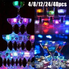 48pcs Glowing LED Ice Cubes Flash Light For Party Bar Drinks Wine Glass Decorate