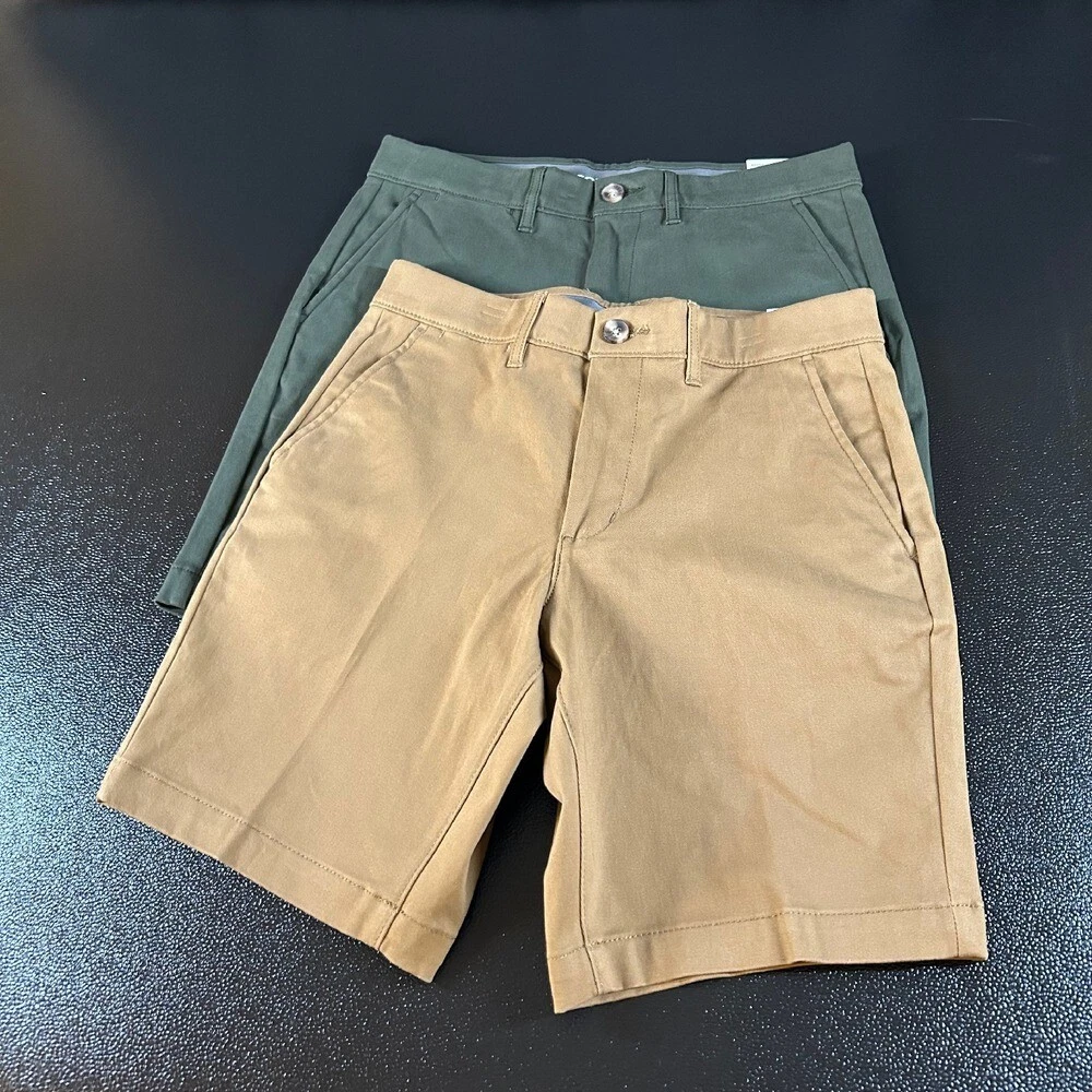 Sonoma Chino Shorts LOT Mens 30" Brown Green Flat Front Comfort Stretch New