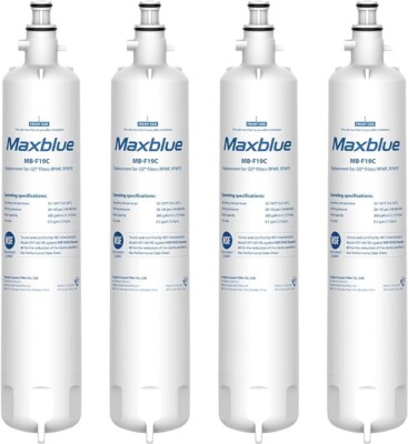 Maxblue Refrigerator Water Filters, Replacement for GE  RPWFE (With Chip), (4)