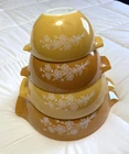 Vintage 1979 Pyrex Butterfly Gold Bouquet Set of Cinderella Nesting Mixing Bowls