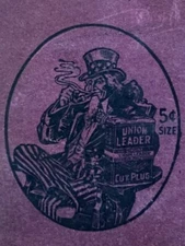 Antique 1920's Union Leader Tobacco Sanitary Drinking Cup Uncle Sam Smoking Pipe