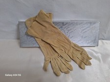 Vintage 1950's Beige Kidskin Leather Women's Gloves Size 7 Made in France