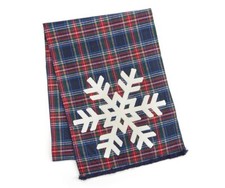 Winter Wonder Lane Santa's Workshop Navy Plaid Snowflake Table Runner 72x13 Inch