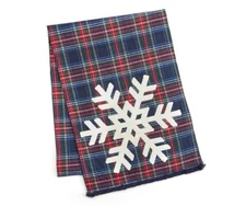 Winter Wonder Lane Santa's Workshop Navy Plaid Snowflake Table Runner 72x13 Inch