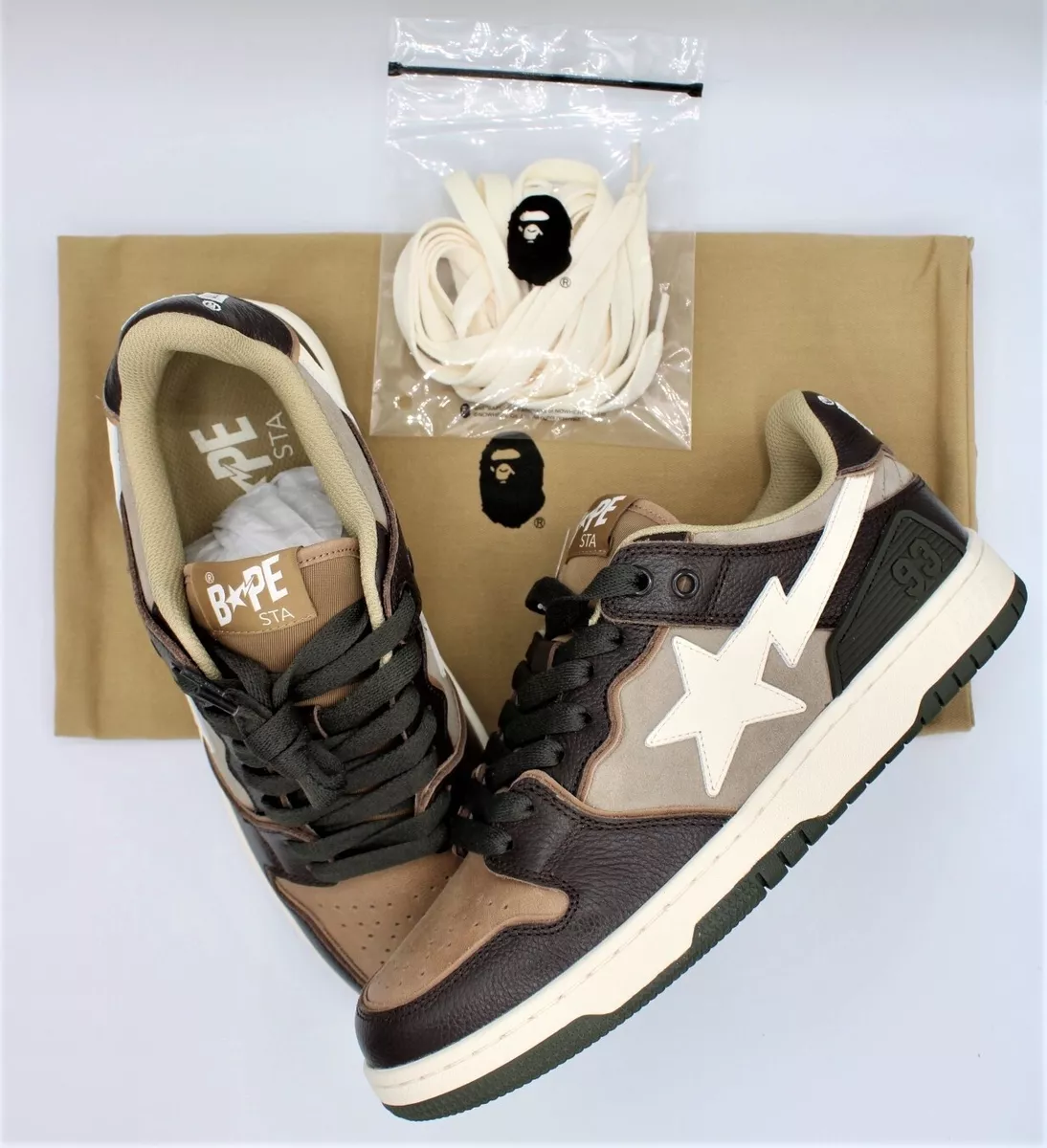 Size 8.5M | 10W - A Bathing Ape Bape SK8 Sta Brown Ivory 1H80-191-013 *IN HAND*