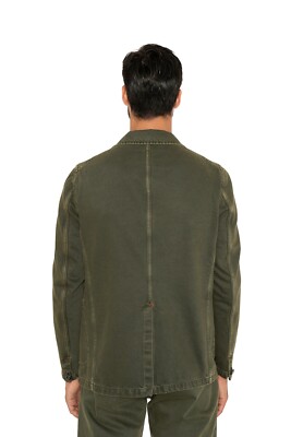 NWD $2500 ISAIA NAPOLI Green Denim Hand-Sewn Jacket Cotton Size 38