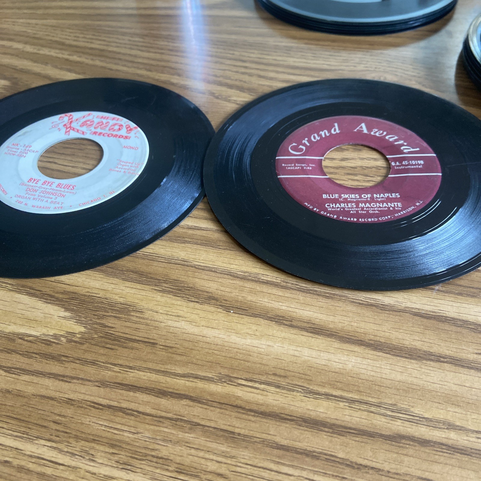 Vintage 45rpm Records Blue Skies Of Naples and Bye Bye Blues