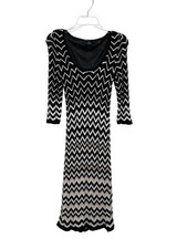 WHBM Sweater Dress Women’s XS Black Cream Tan Chevron Midi Used