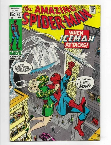 Amazing Spider-Man 92 1971 Marvel Comics VG+ 4.5 Gwen Stacy Iceman Mary Jane