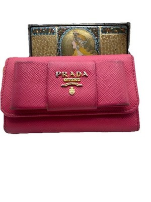 PRADA 5 Key Holder Saffiano Leather BOW detail Key Case