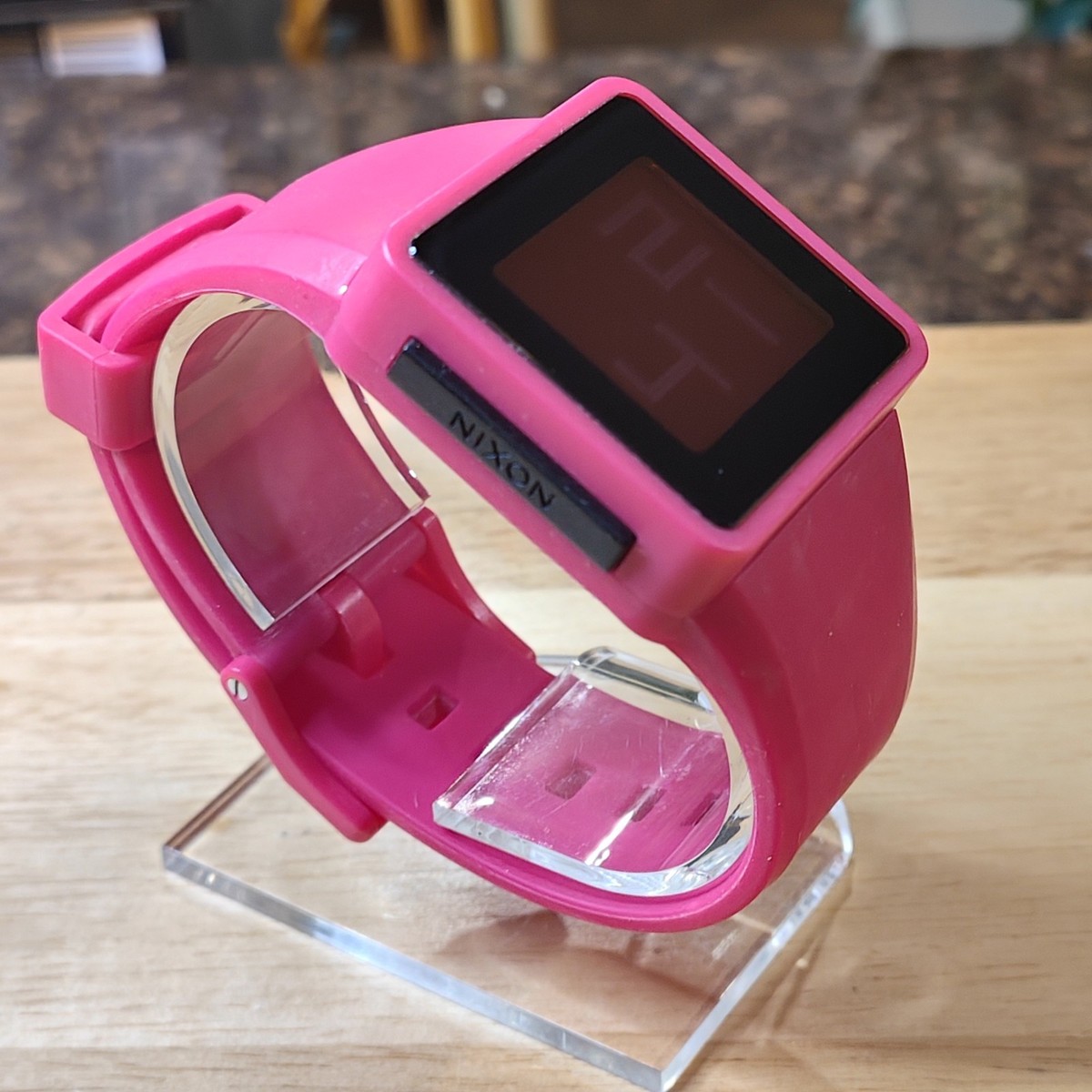 Nixon The Newton Digital Watch Game Over Pink Silicone Band