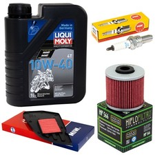 Wartung Set Öl 1L für Kymco Downtown 125 i 2009-19 Luftfilter Ölfilter Zündkerze