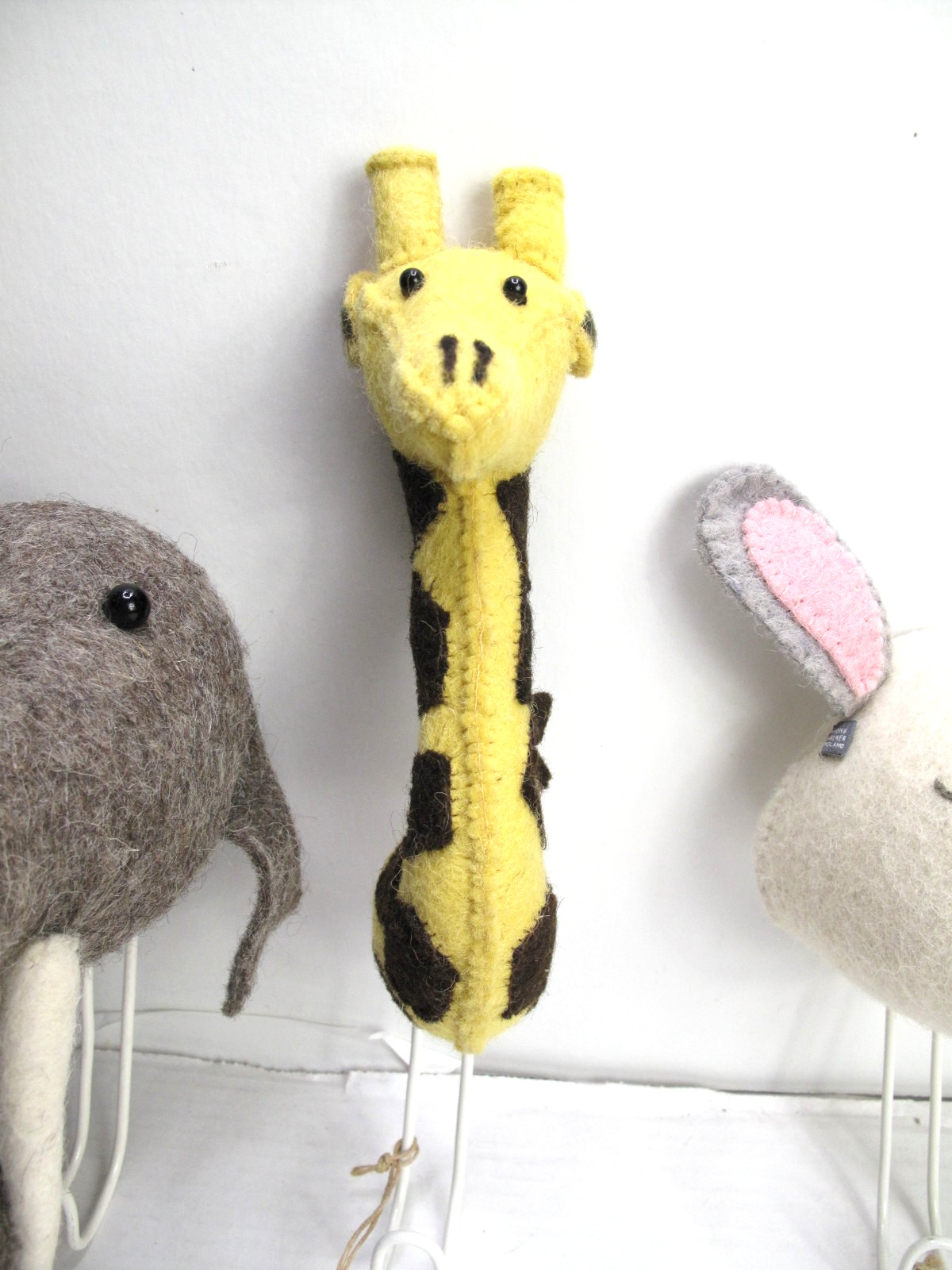 Set of 3 FIONA WALKER Felted Wool Animal Hooks - Baby Nursery Child's Room Decor