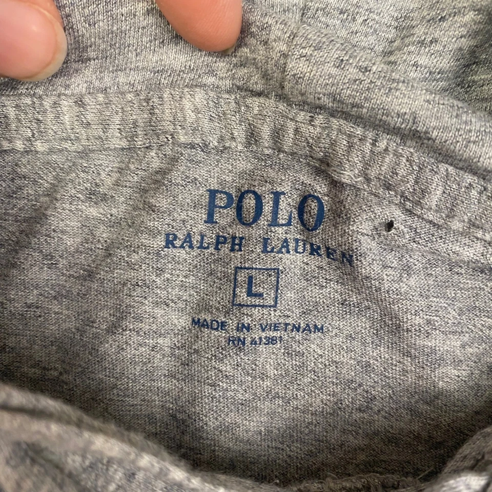 Polo Ralph Lauren Hombre Gris Manga Larga Algodón Jersey Pullover con Capucha Foto 3 de 4