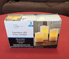 3 Pack Flameless LED Pillar Candles 5 Hour Timer Auto On/Off