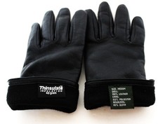 Thinsulate 40 Gram Womens sz M Black Leather Gloves Fleece Lining
